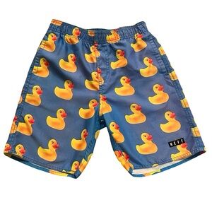 Neff Kids Boys Yellow Duck Patterned Swim Board Shorts sz M